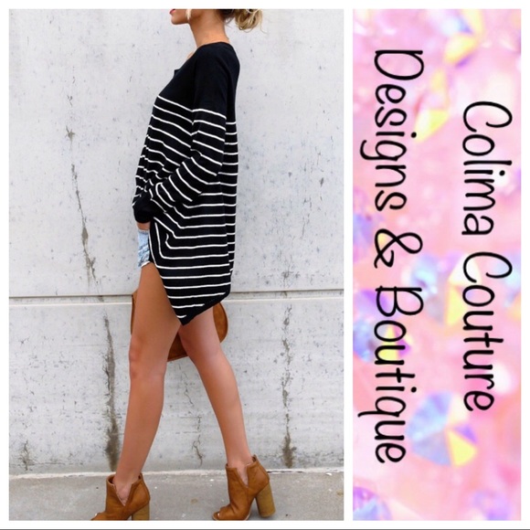 LAST ONE! Boyfriend Striped Asymmetrical Sweater - Picture 3 of 5